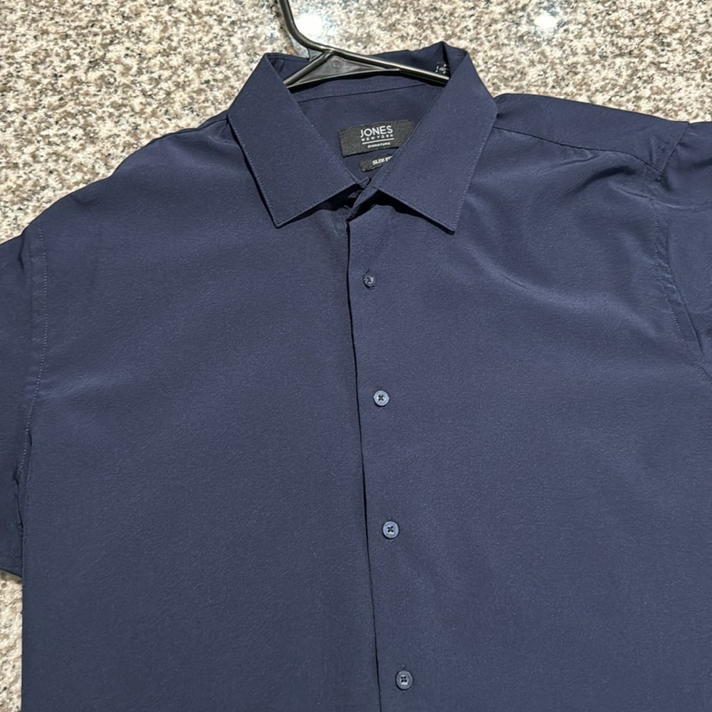 JONES NEW YORK NAVY BUTTON DOWN LONG SLEEVE SHIRT